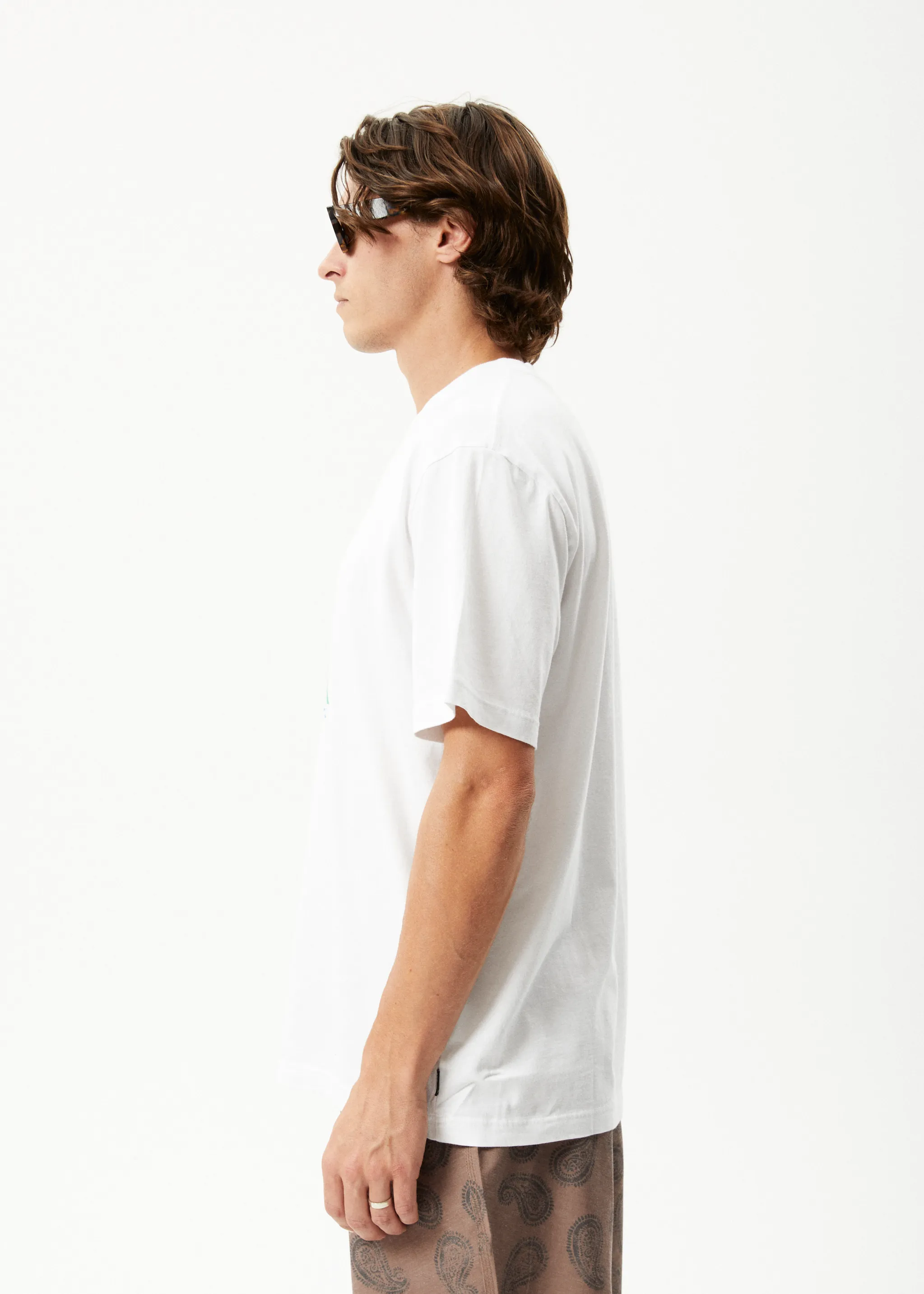 AFENDS Mens Gardener - Retro Graphic T-Shirt - White