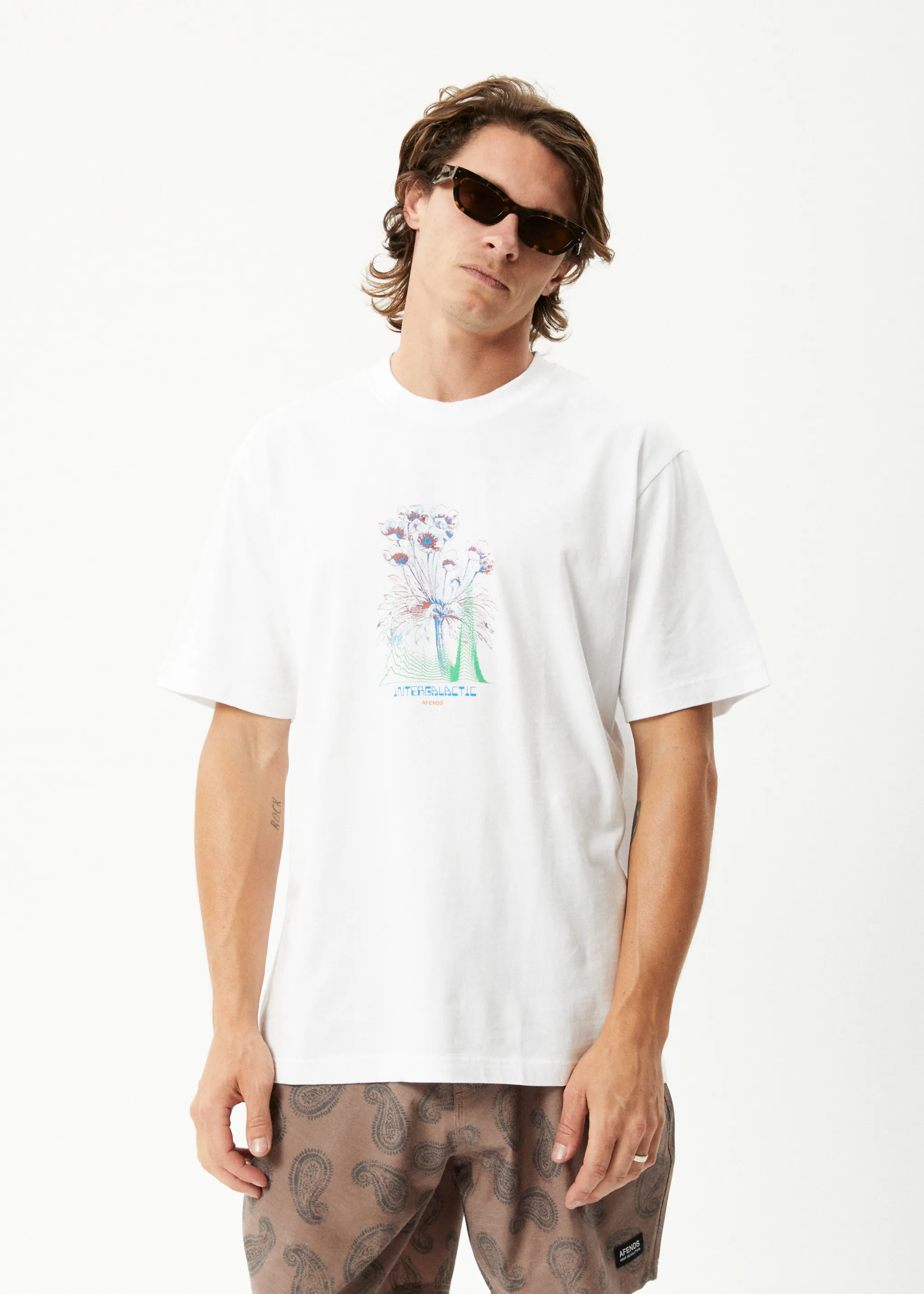 AFENDS Mens Gardener - Retro Graphic T-Shirt - White
