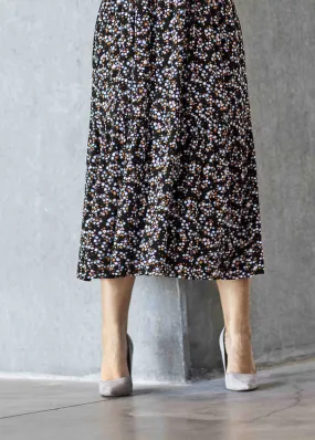 Ariana Woven Pull On Midi Skirt