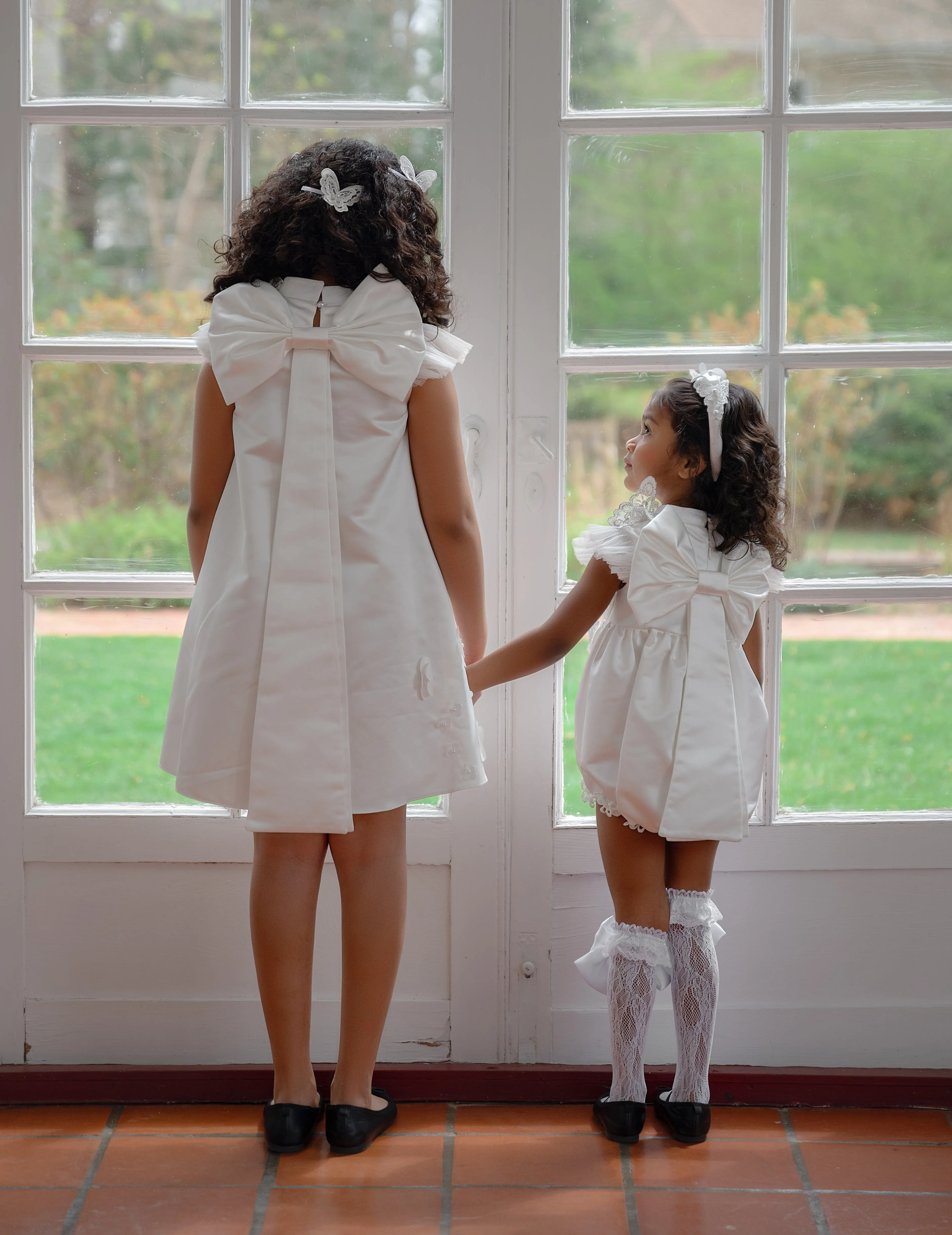 Butterfly White Satin Ceremony Romper
