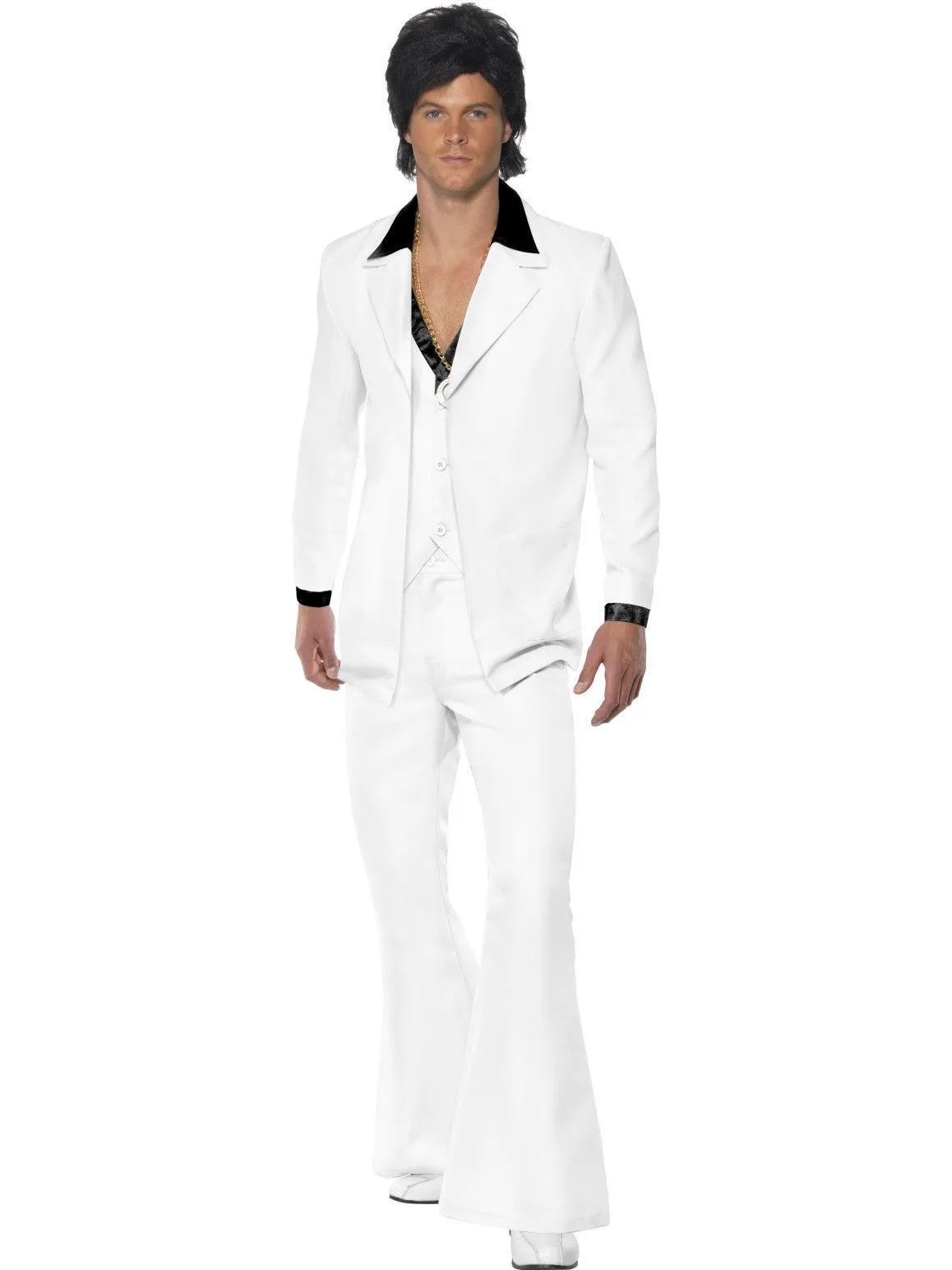 Disco Fever 1970's White Suit Men's Costume For Sale