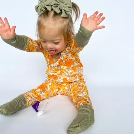 Fallin' for Blooms Adaptive Tube Access with snaps Day to Night Romper