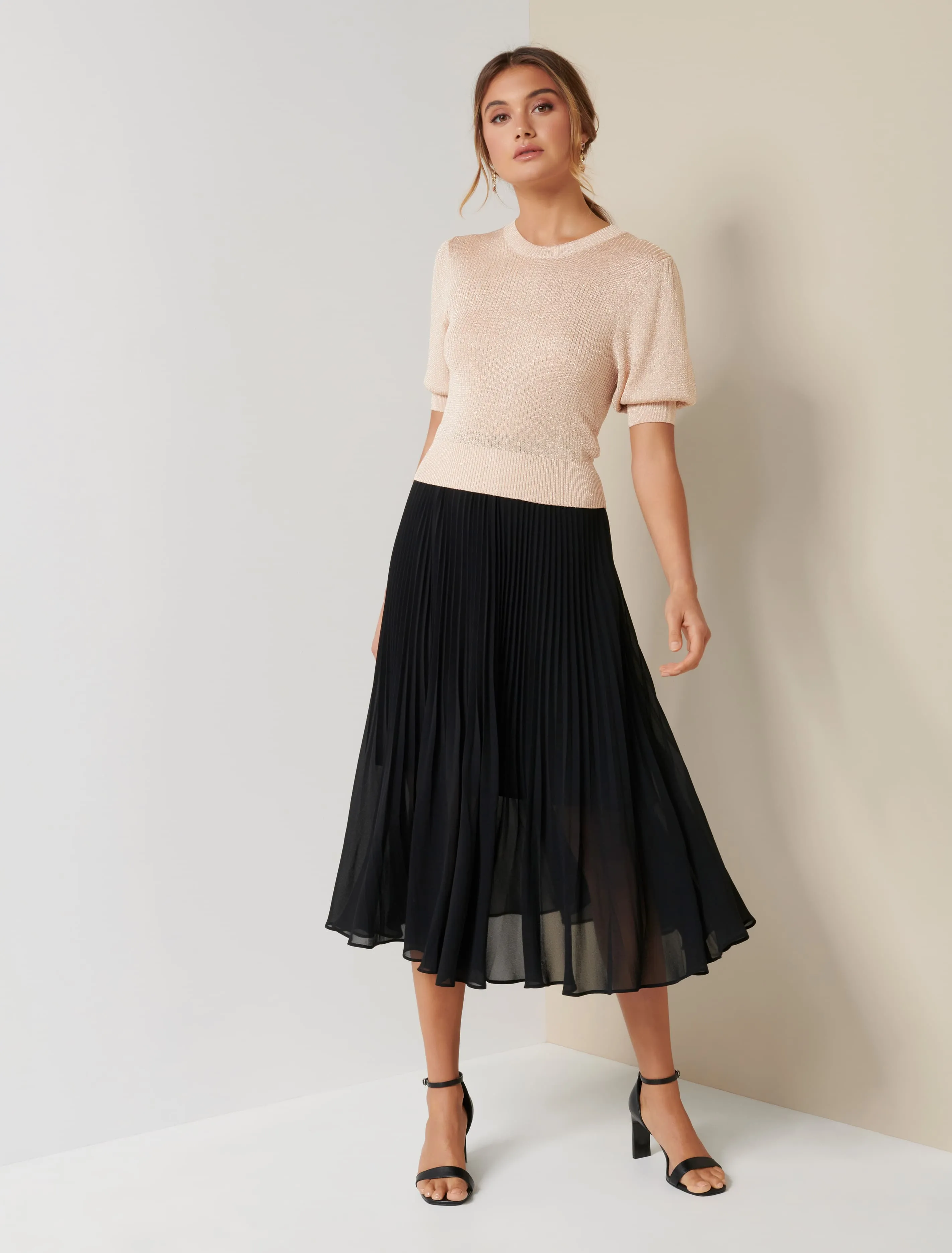 Georgia Metallic Puff Knit Tee