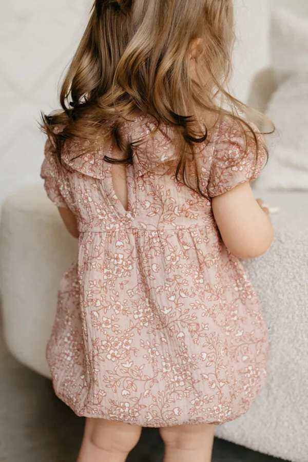 Girl's Organic-cotton Muslin Romper - Romantic