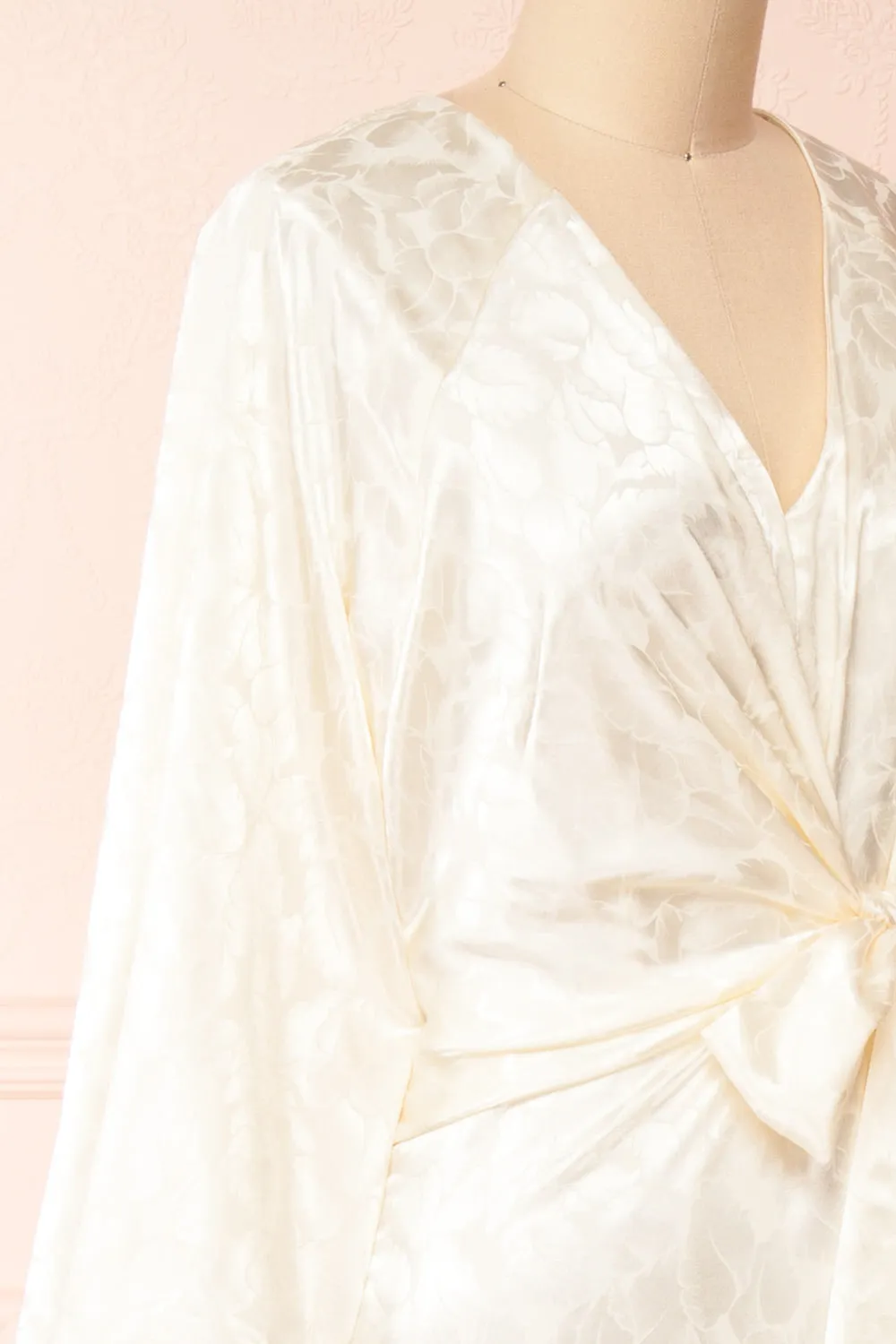 Juanita | Ivory Floral Satin Midi Dress