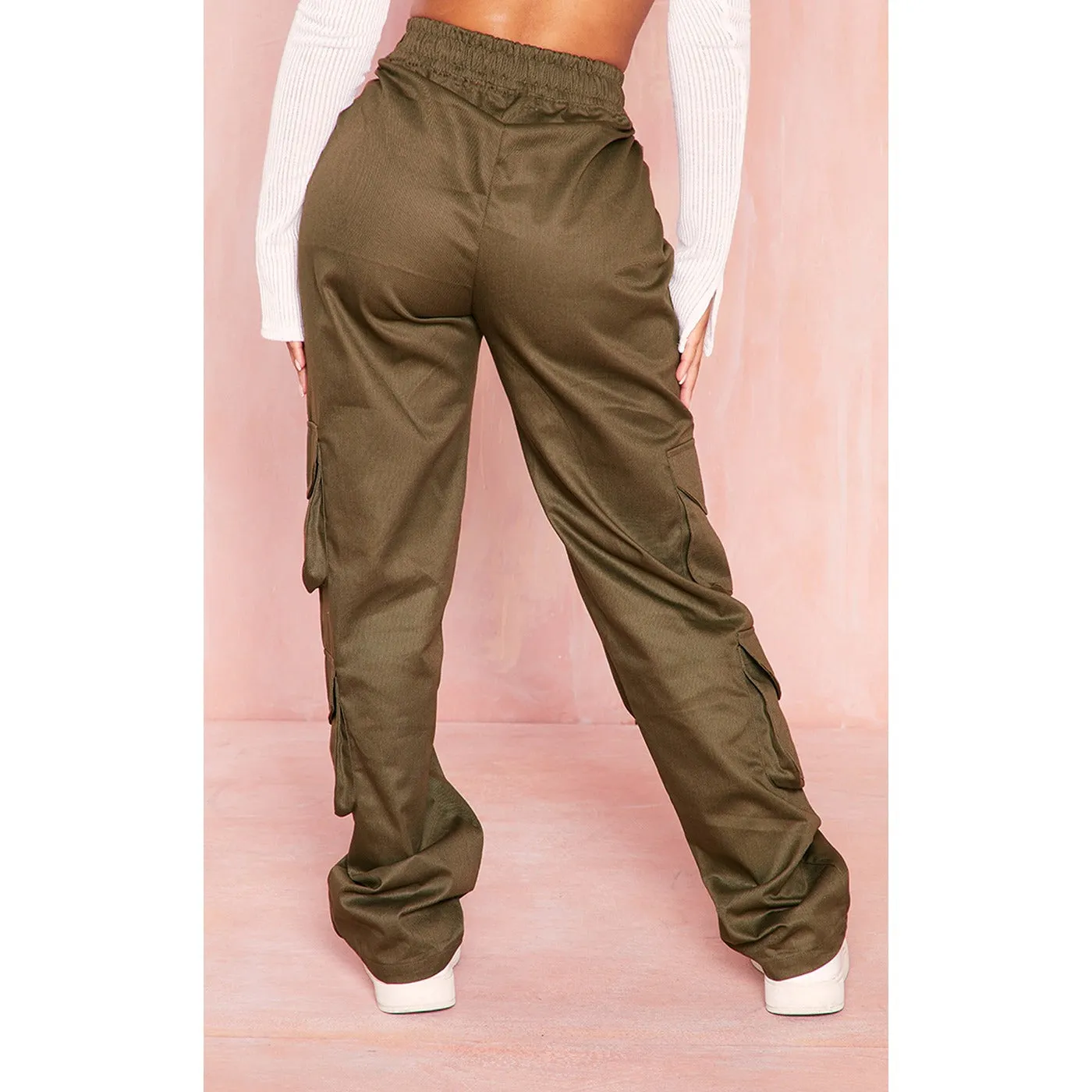 Khaki V-Hem Cargo Trousers