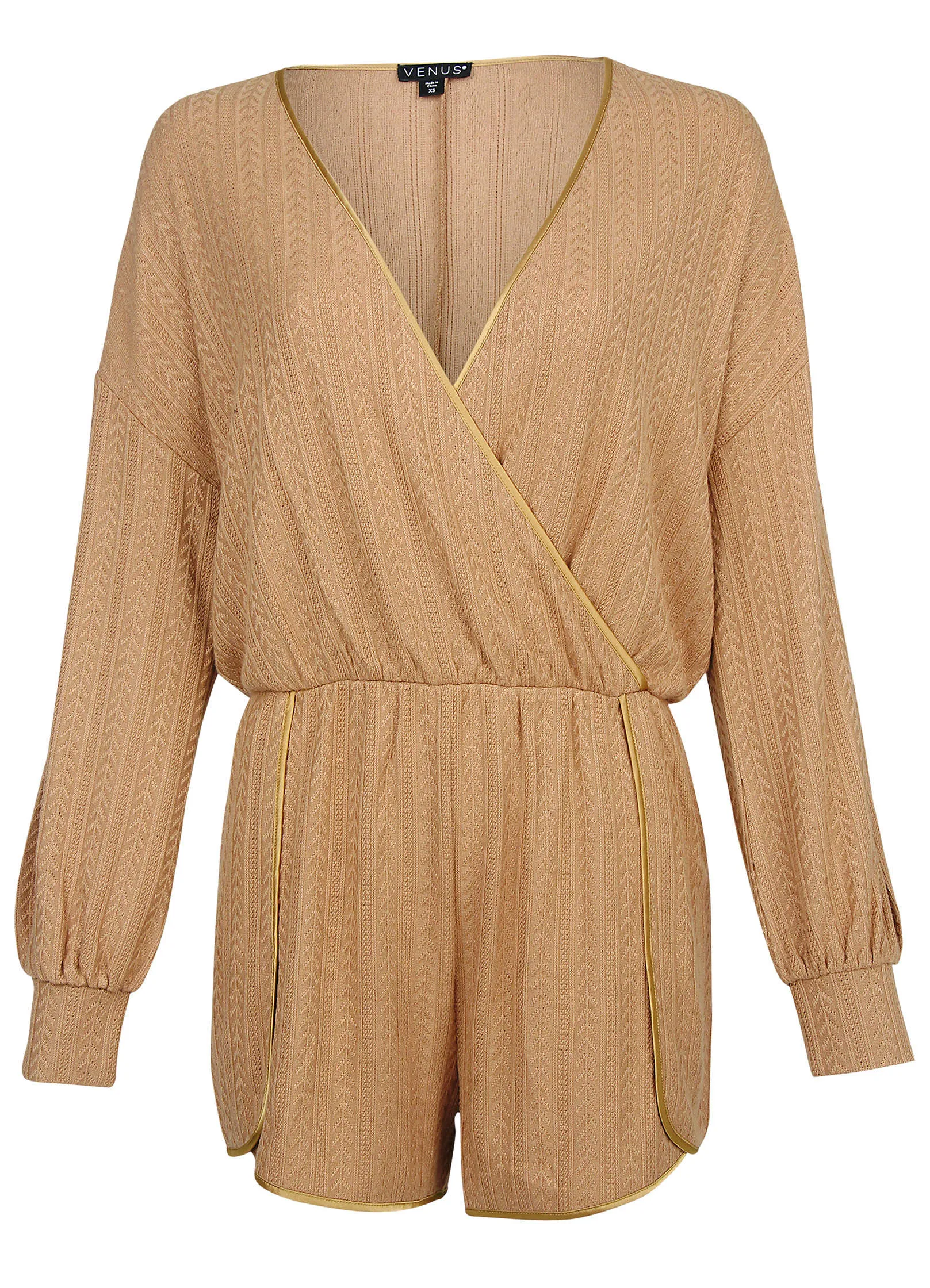 Knit Lounge Romper - Camel
