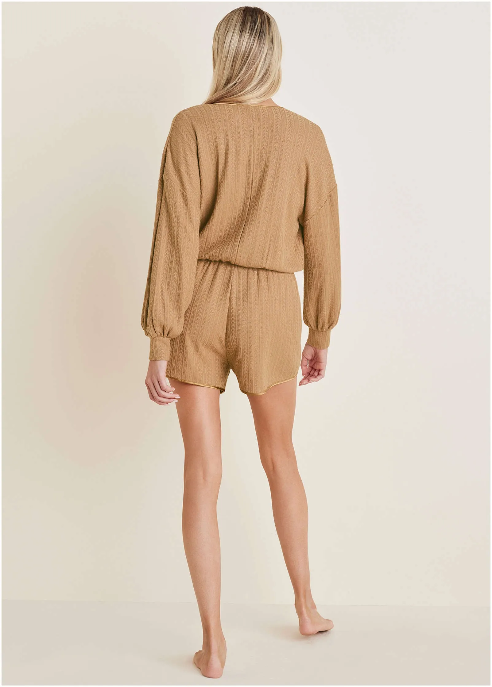 Knit Lounge Romper - Camel