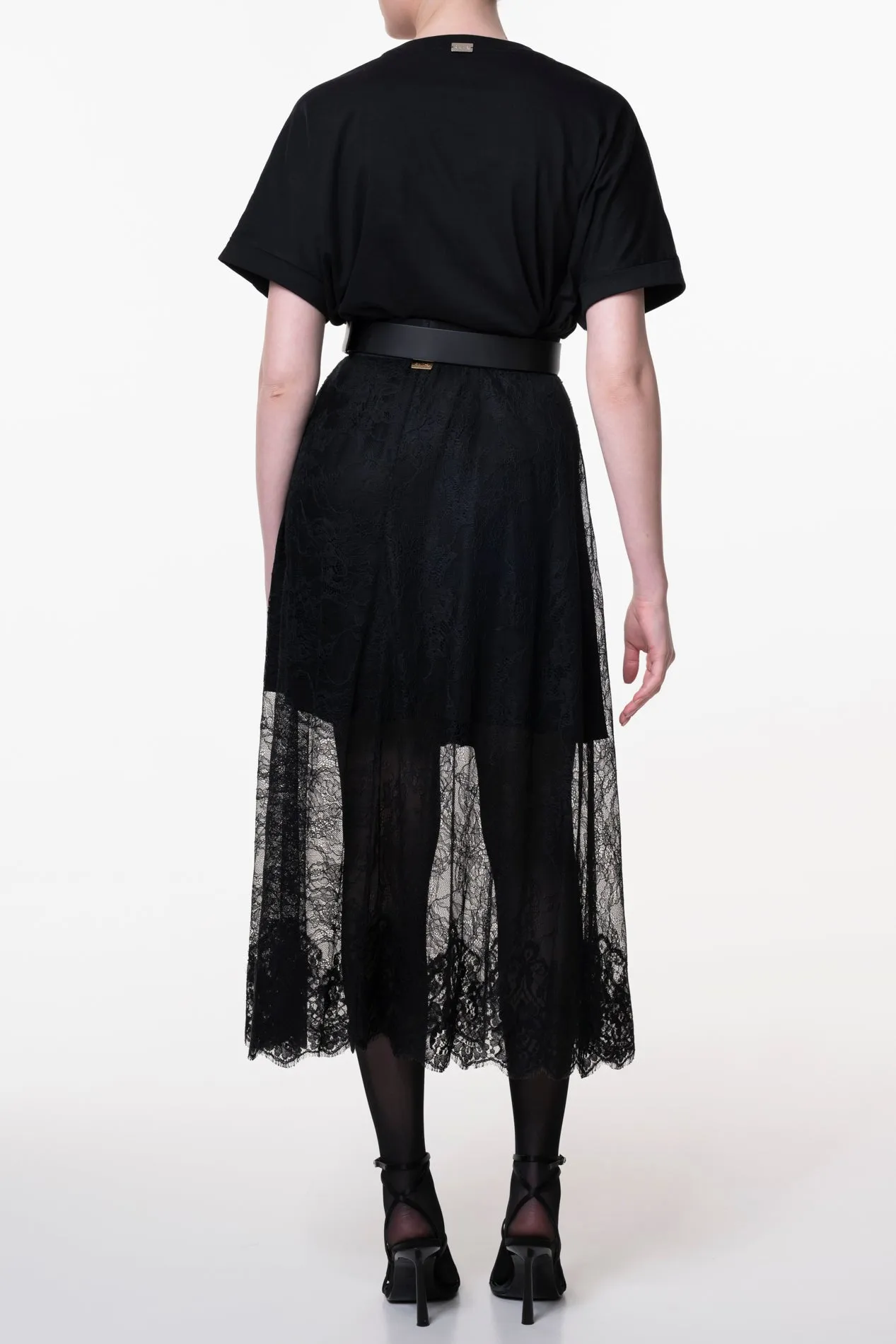 Midi Lace Black Skirt With Short Underskirt