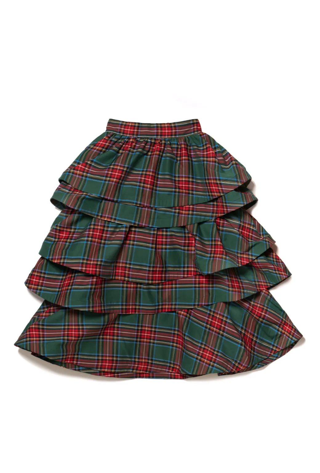 MIDI Teagan Tiered Skirt - Tartan Plaid