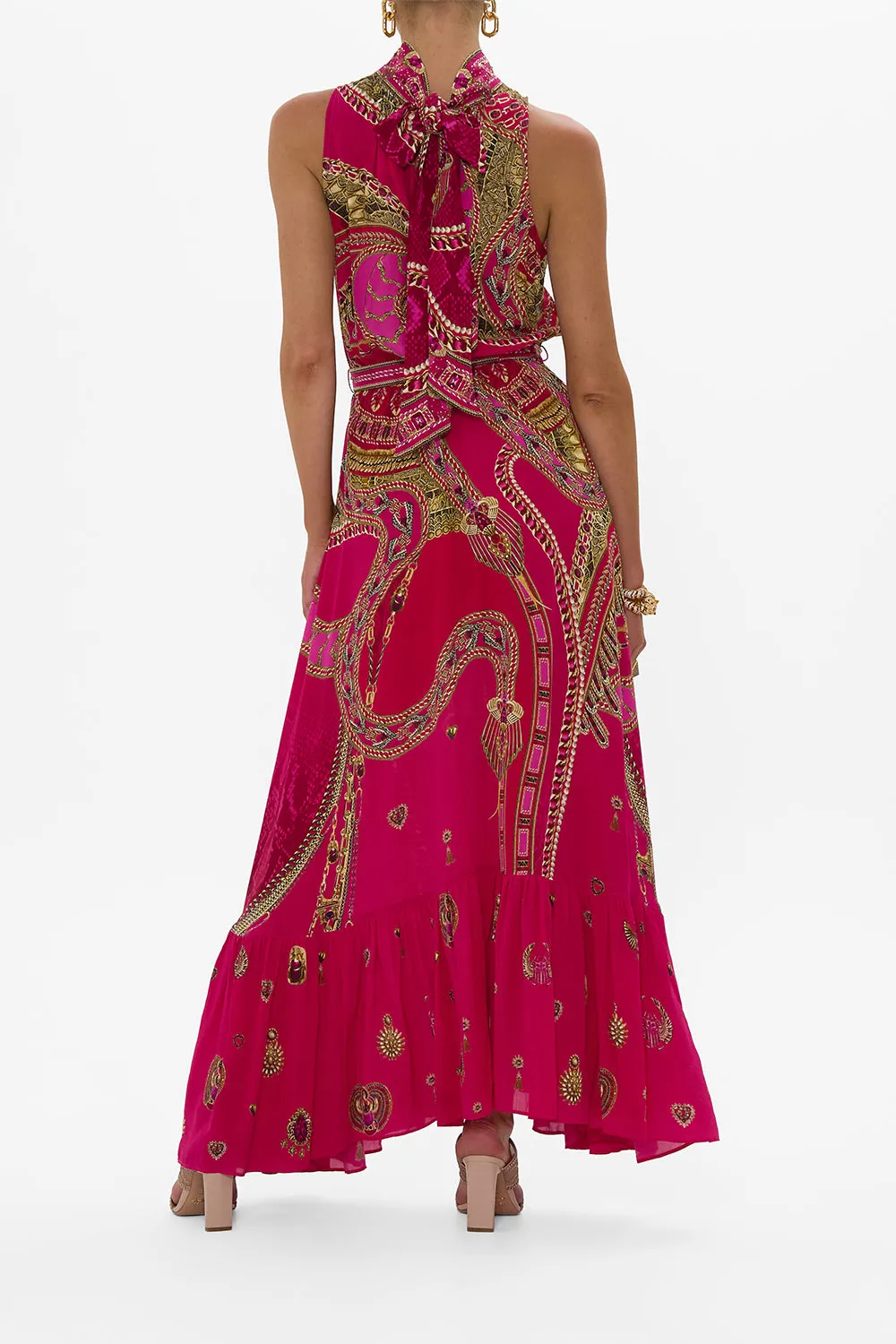 NECKTIE DRESS WITH ELASTICATED WAIST KISSED BY A COBRA