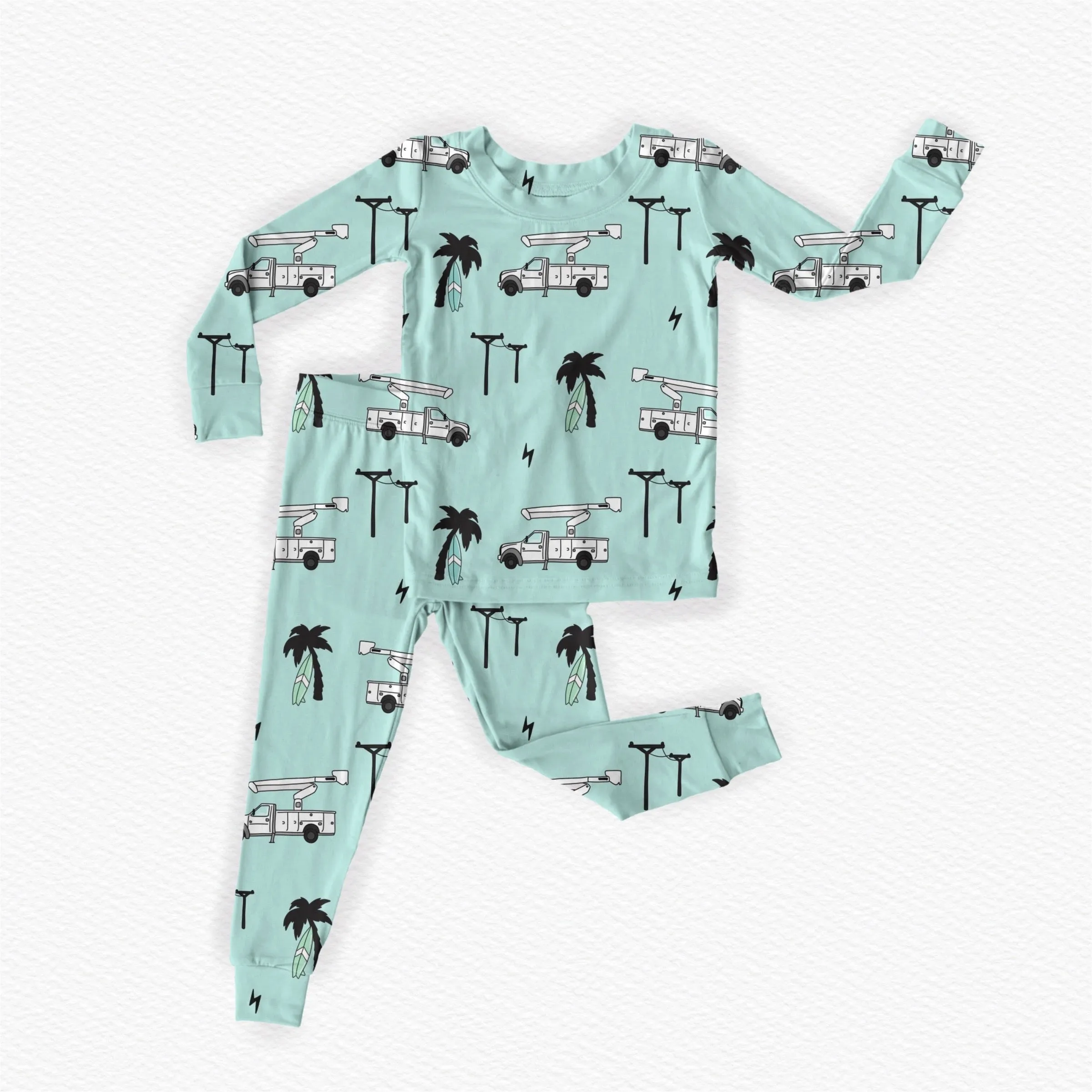 Powerlines & Palm Trees Bamboo Romper/ 2 Piece Set