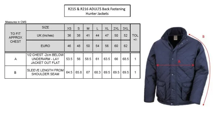 R216 Adults Back Fastening Jacket with Fleece Lining