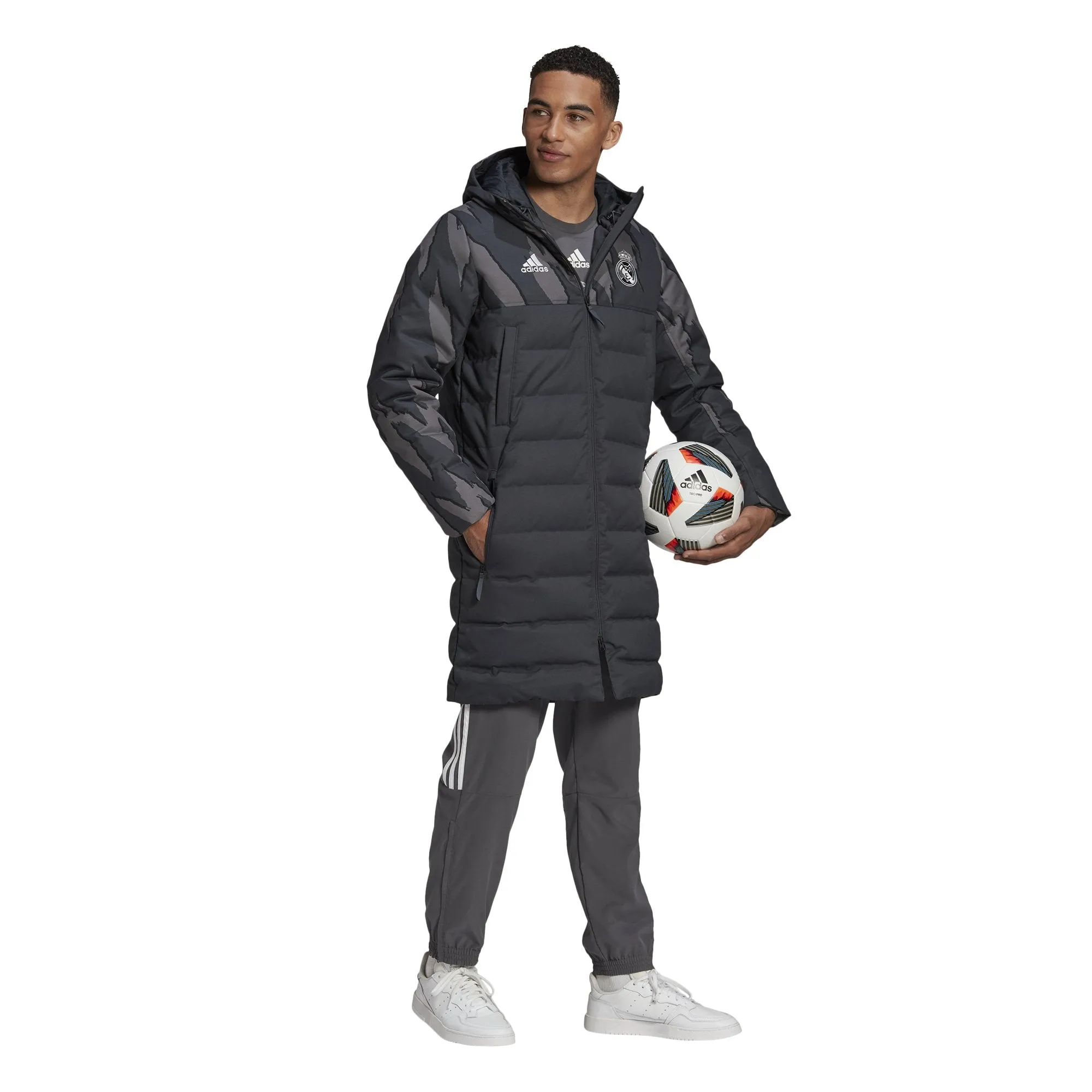 Real Madrid Mens SSP Down Coat - Grey
