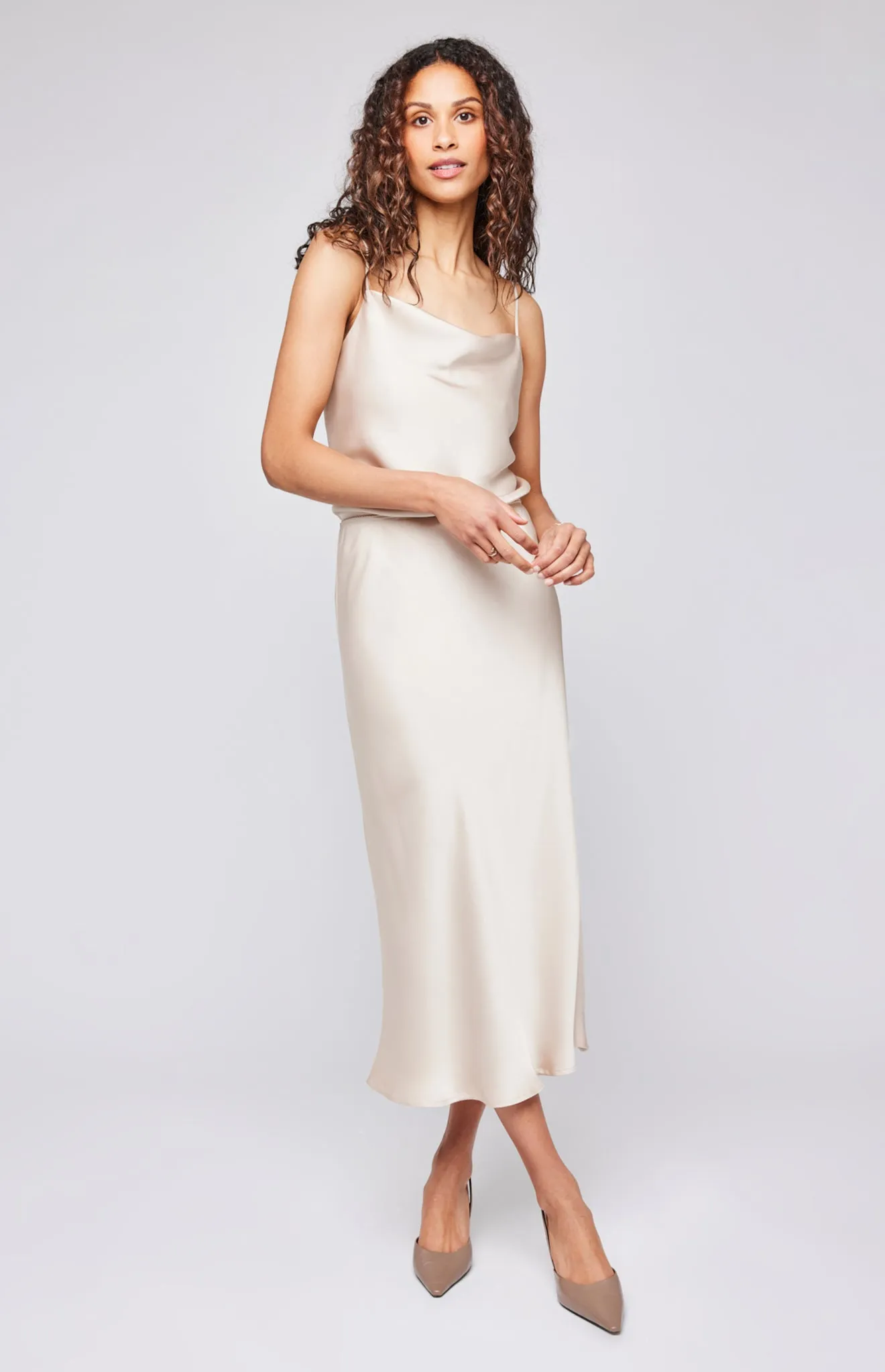 Selena Satin Midi Skirt