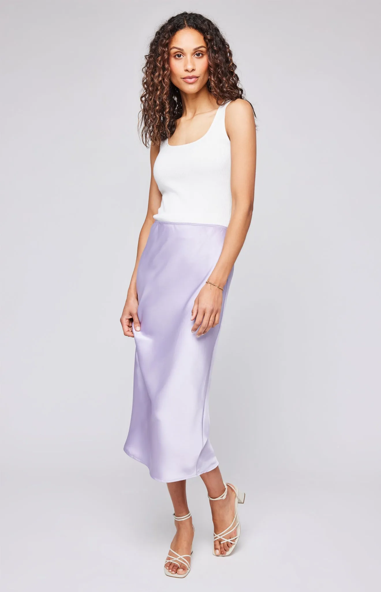 Selena Satin Midi Skirt