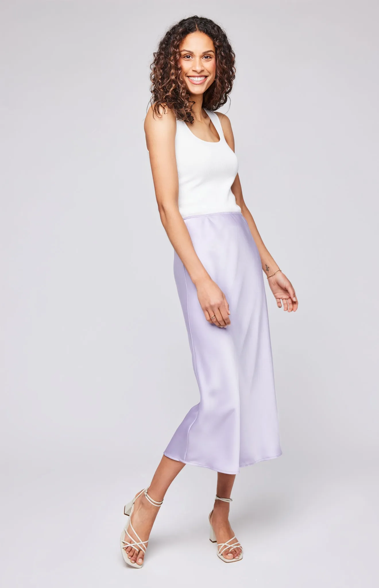 Selena Satin Midi Skirt