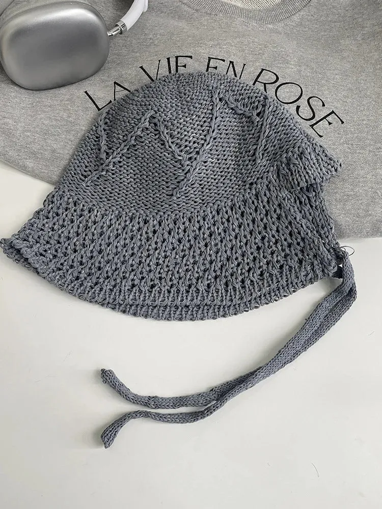 Sohiwoo Summer Knit Bucket Hats For Women Hollow Vent Panama Cap Female Foldable Fisherman Hat Outdoor Travel Sun Protection Hats Gorros