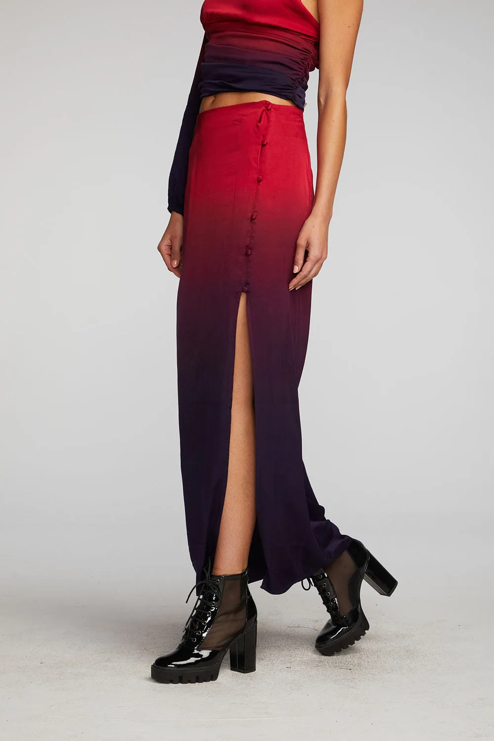 Stretch Silky Woven Midi Skirt