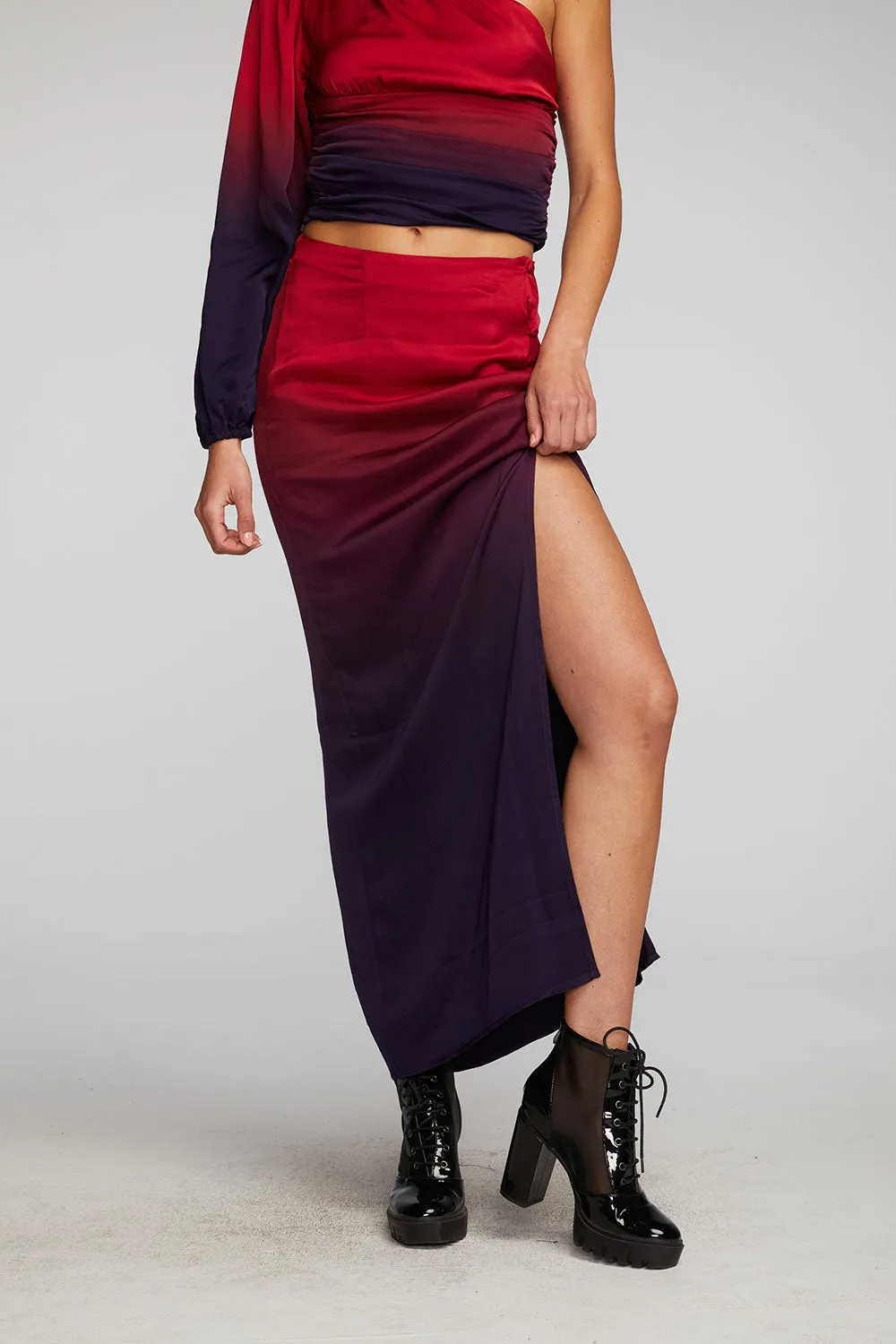 Stretch Silky Woven Midi Skirt