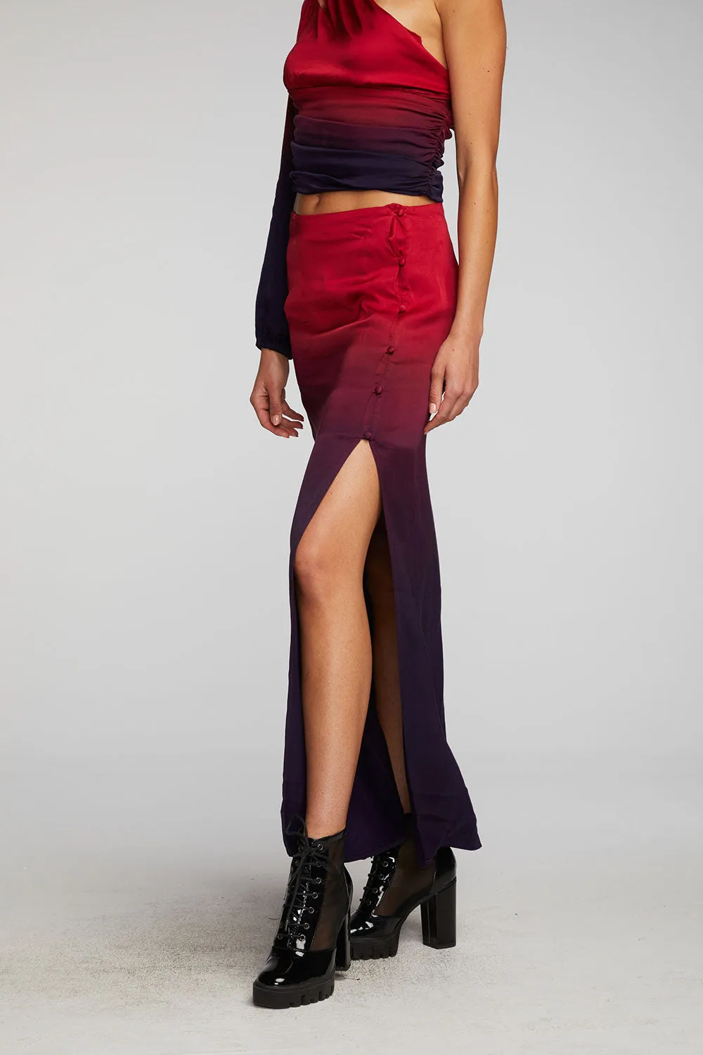 Stretch Silky Woven Midi Skirt
