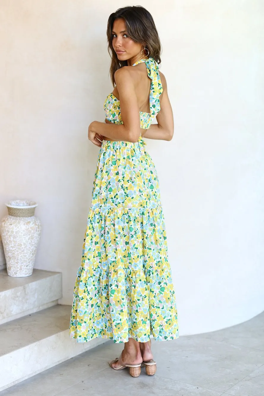 Women's Floral Crop Top Maxi Skirt Set 2 Piece Outfit Dress